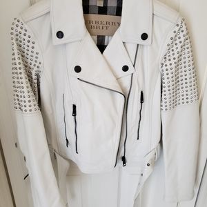 Burberry white studded leather jacket